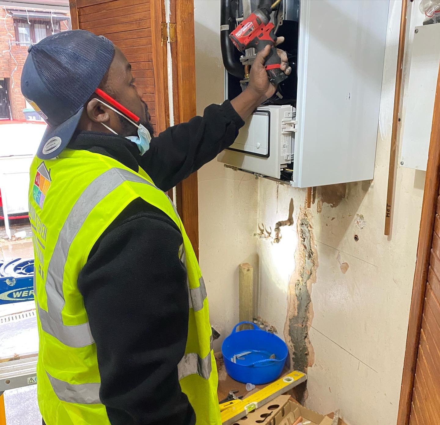 Aaron Steven Construction engineer installing a new boiler