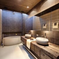 Warm timber bathroom refurbishment by Aaron Steven Construction